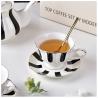 Buy cheap Europe Design Ceramic Porcelain Tea Cup And Saucer Set 180ml Gold Line Gold Rim Mug Spoon from wholesalers