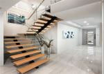 Straight Oak And Glass Staircase Simple Design For Residential , Public Project