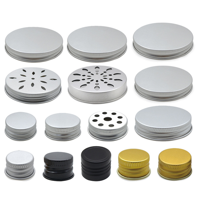 Wholesale 13mm-104mm Threaded Metal Lids Silver Gold Black Aluminum Screw Cap
