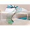 Buy cheap Rubber Wood Tread Curved Glass Staircase With Standoff Glass Railing from wholesalers