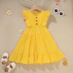 Summer Children'S Clothing Dress Children'S Solid Color Suspender Pleated Dress