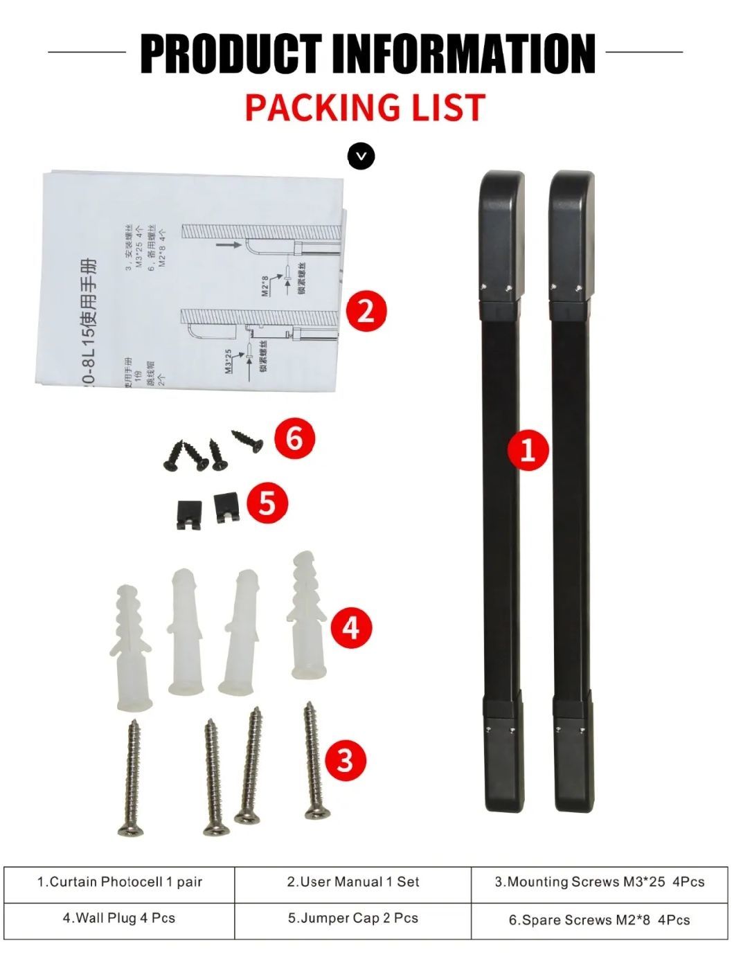 30cm Curtain Photocell Waterproof Photoelectric Sensor for Most Commercial and Industrial Door