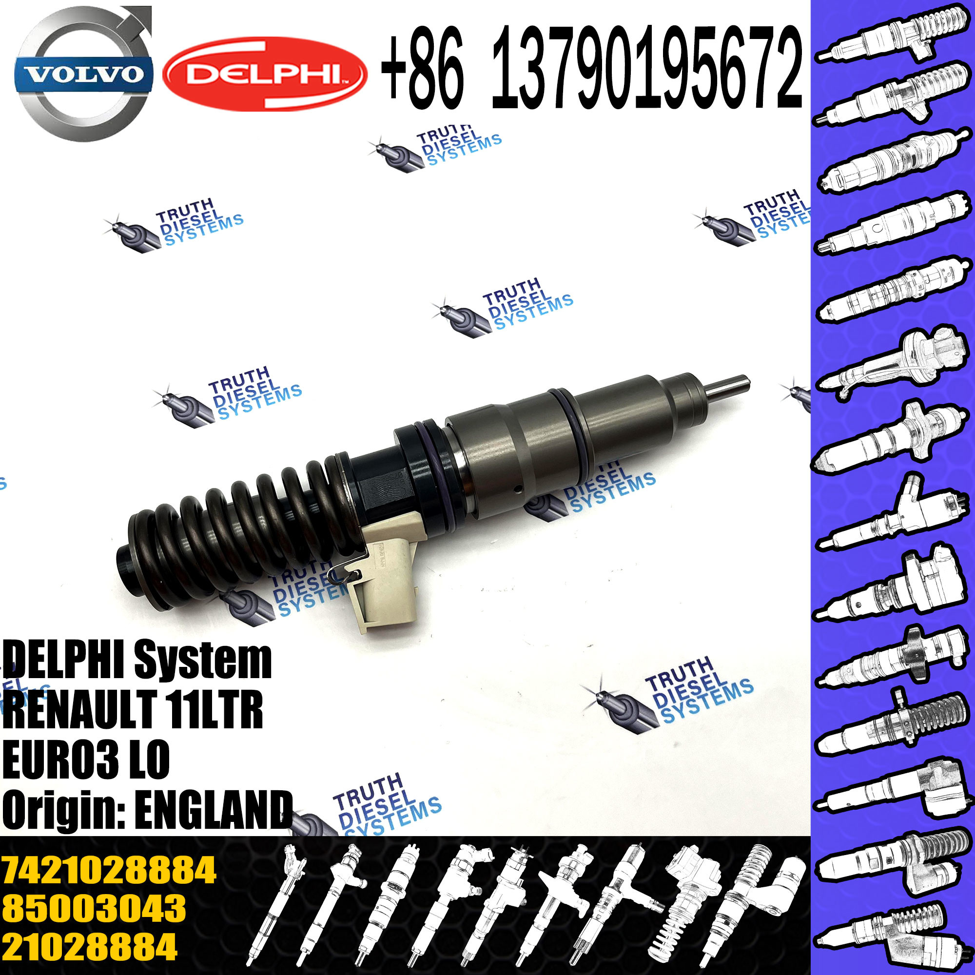 Diesel Engine Fuel Injector 21028884 BEBE4D20001 7421028884 7485003043 85003043 for 11