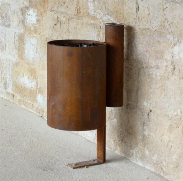 Buy cheap Antique Corten Steel Urban Trash Can Dia 390mm Round Metal Litter Bins from wholesalers