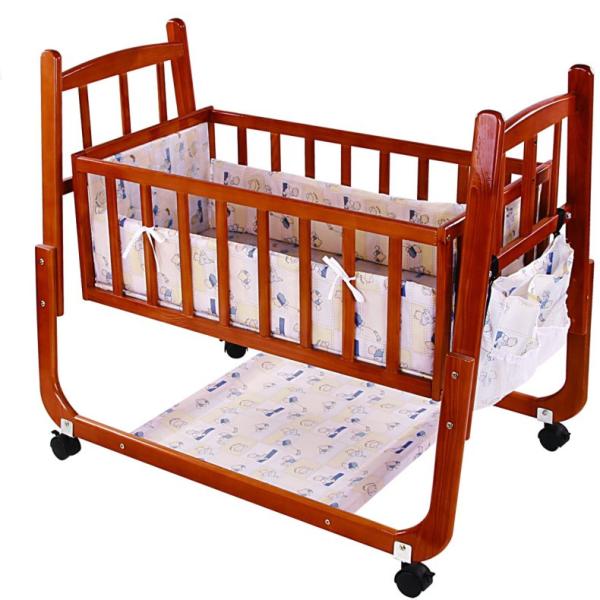 Buy cheap Brown Wooden Design Automatic Baby Swing Bed with Brakes 99*61*85cm from wholesalers