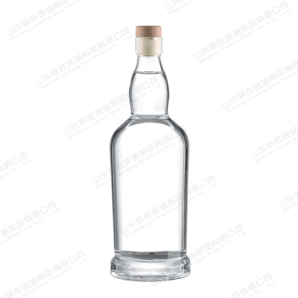 Glass Base Whisky Vodka Brandy Liquor Spirit Tequila Bottle with Screw Caps and Corks