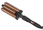 PTC 50HZ 60HZ Three Barrel Hair Waver , LCD Beach Waves Curling Wand