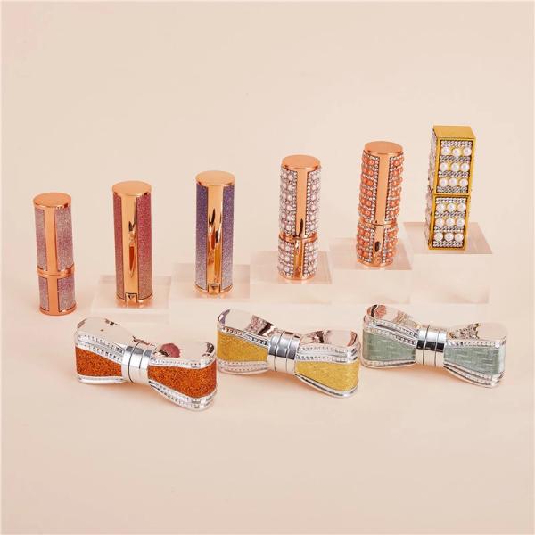 Buy cheap Bow tie shape golden diamond Empty Lipstick Tube pearl frosted gradient color from wholesalers