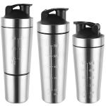 500/750ML Easy To Carry Silver Custom Stainless Steel Protein Shaker Bottle