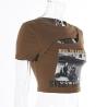 Buy cheap OEM Summer European And American Sexy Female T -Shirts Printing Hollowed Umbilical from wholesalers