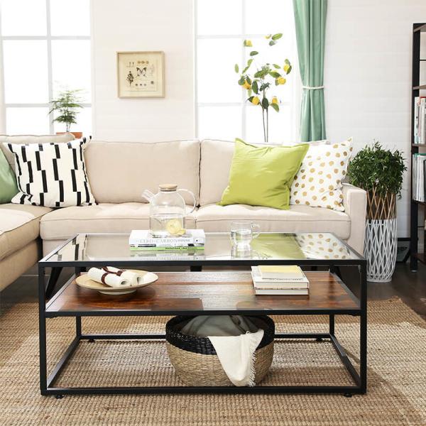 Buy cheap Industrial Coffee Table, Glass Top Coffee Table, Living Room Coffee Table, Rustic Coffee Table, LCT30BX from wholesalers
