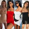 Buy cheap Spaghetti Straps Club Stretch 66cm Sleeveless Pleated Bodycon Dress from wholesalers