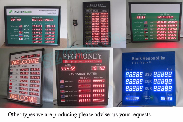 led display currency exchange rate board for bank