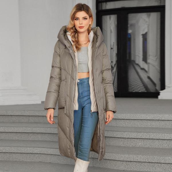 Detachable Lining Fashionable Thickened Down / Cotton Jacket, long women coat