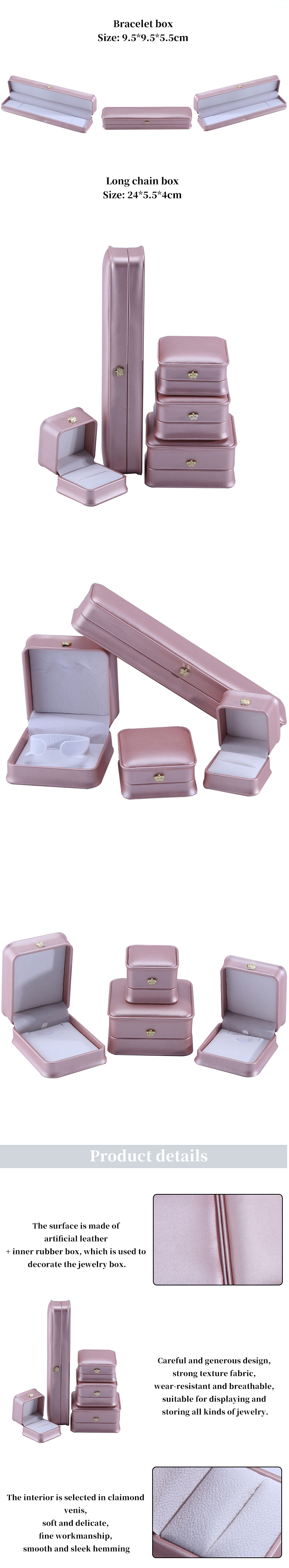 Luxury Gold Crown Design PU Leather Jewelry Package Box for Bracelet Necklace Ring