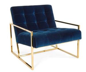 Wholesale Navy Blue Chair With Metal Frame , Velvet Relax Metal Frame Accent Chair from china suppliers