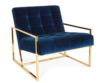 Buy cheap Navy Blue Chair With Metal Frame , Velvet Relax Metal Frame Accent Chair from wholesalers