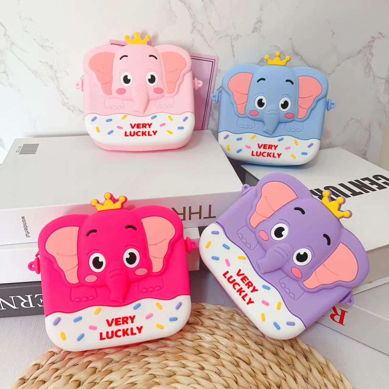 Elephant Little Girls Crossbody Purses With Chain Strap Silicone Resin Toddler Handbag Mini Casual Messenger ShoulderBag