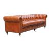 Buy cheap Tan Faux Leather Chesterfield Sofa With Wood Legs from wholesalers