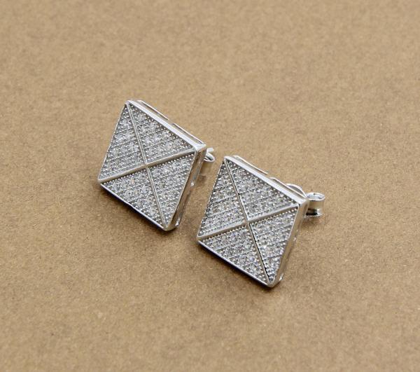 Buy cheap AAA CZ Solitaire Stud Earrings In Sterling Silver For Jewelry Making Square Earring Sterling Silver Cubic Zirconia from wholesalers