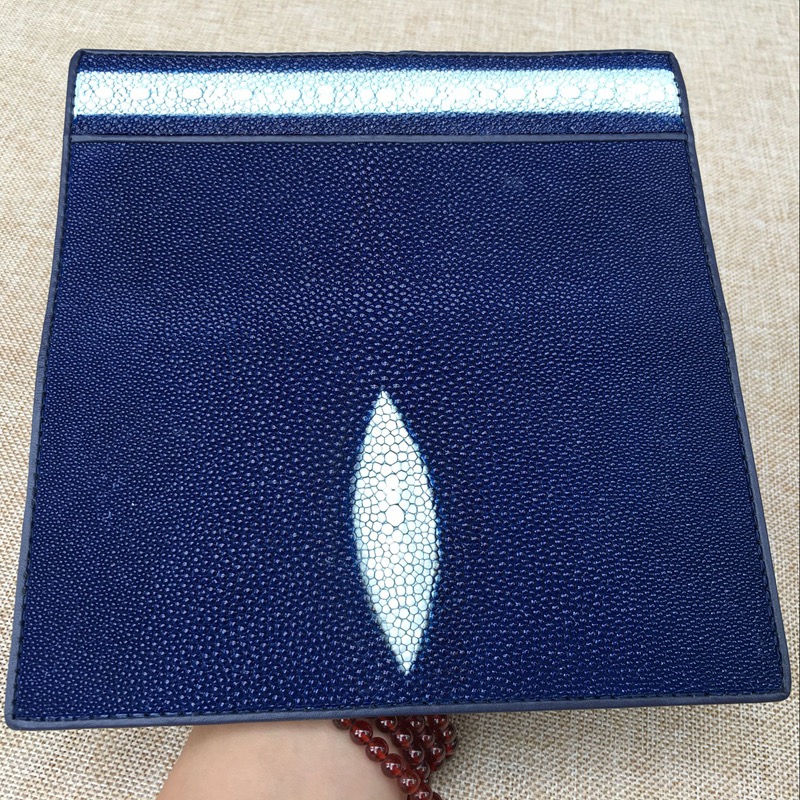 Unisex Style Authentic Stingray Skin Women Men Slim Bifold Wallet Card Bag Genuine Leather Female Male Thin Clutch Purse