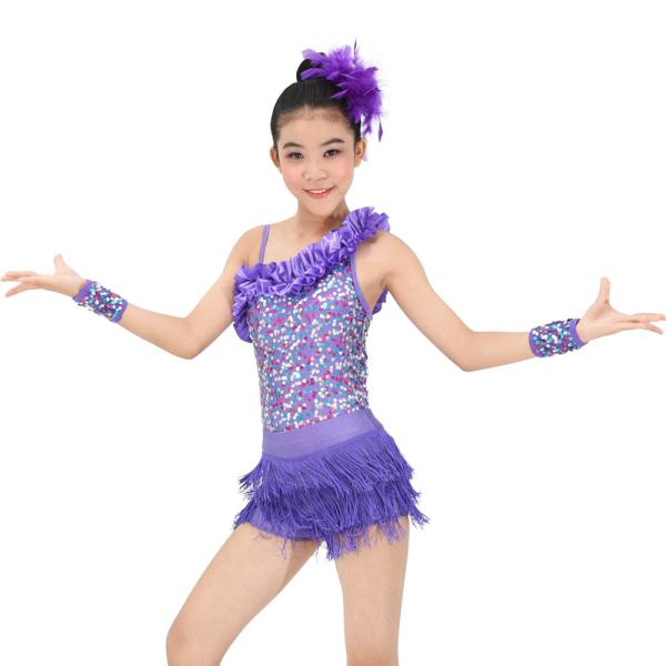 Buy cheap Two Pieces One Shoulder Latin Dance Costumes Holograms Sequins Competition Performance Outfits from wholesalers