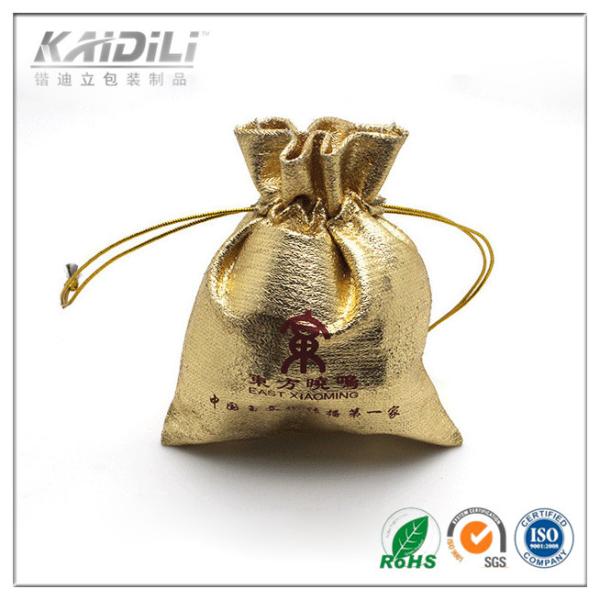 Buy cheap Golden Satin Jewelry Pouch 7*8cm , Drawstring Jewelry Bags Button Closure from wholesalers