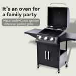 High Temp Powder Coated 3 Burner Gas Grill with 2 Foldable Side Board Natural