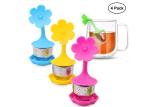 LFGB/FDA Stainless Steel Tea Infuser With Silicone Sun Flower Shape Single Cup