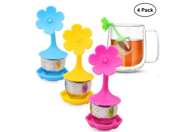 LFGB/FDA Stainless Steel Tea Infuser With Silicone Sun Flower Shape Single Cup