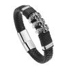 Buy cheap Customization fashion jewelry black leather bracelet magnetic stainless steel bracelet from wholesalers