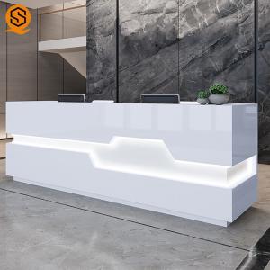Buy cheap LED Light White Salon Reception Desk With Solid Surface Material from wholesalers