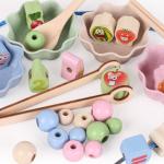 Montessori Wooden Toys Hands Brain Training Clip Beads Puzzle Math Game