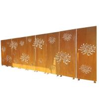 Buy cheap Chrysanthemum Pattern Rusty Metal Garden Ornaments Corten Steel Laser Cut Panels product