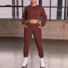 Buy cheap 250gsm Ribbed 2 Piece Set Round Neckline Long Sleeve Crop Top And Cuffed Joggers Sets from wholesalers