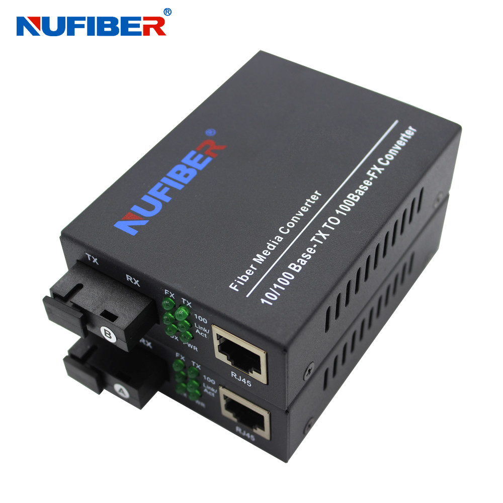 10/100M Fiber Media Converter Single Mode Simplex 1310nm / 1550nm 20km SC Media Converter