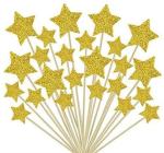 Glitter Weddings Birthdays Parties Gold Star Cupcake Toppers