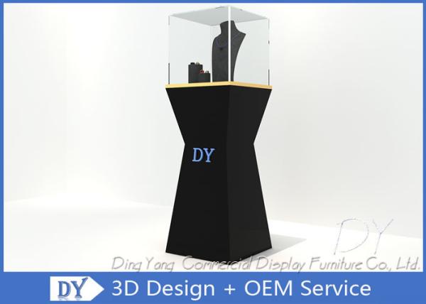 Buy cheap Fashion Pre-Assembled Black Glass Jewelry Tower Showcase With Lock from wholesalers
