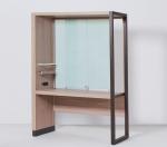 Springhill suites hotel sliding glass panel HPL oak finish metal frame desk unit