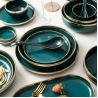Buy cheap Hot Sale Exquisite Life High Quality Gold Frame Dark Green Home Porcelain Dinner Set Ceramic Tableware Set from wholesalers