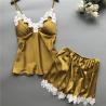 Buy cheap Breathable Women Pajamas Sleepwear Satin Two Piece Lace Lingerie Set V Neck from wholesalers