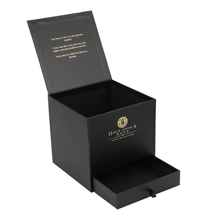 Square Cardboard Flower And Chocolate Gift Box With Drawer Design