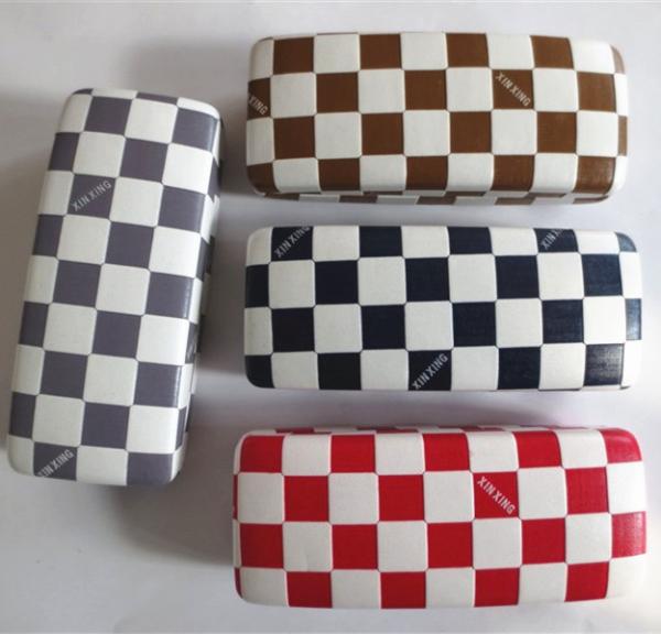 Buy cheap Fashionable glasses cases with white check leather design from wholesalers