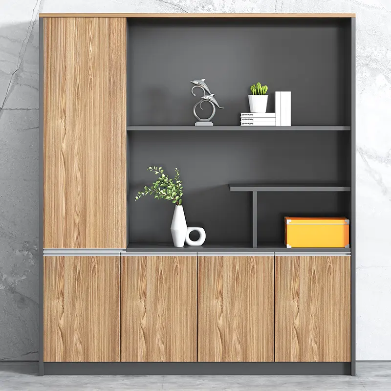 25mm Thickness Wooden Office Storage Cabinet for File Display Bookshelf Background