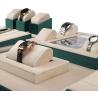 Buy cheap Contrast Color Green Cream Velvet Watch Tray With Roll Pillow from wholesalers