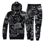 Full White Printing Mens Jogging Suits , Mens Gym Tracksuit Anti Pilling