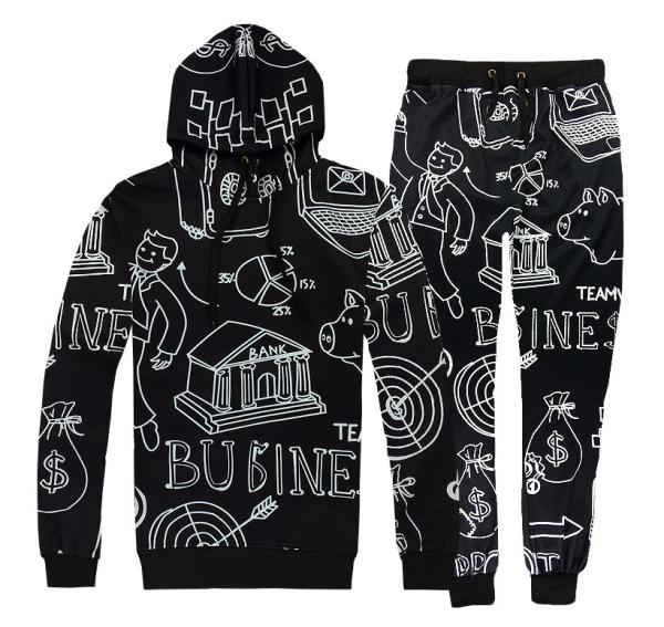 Buy cheap Full White Printing Mens Jogging Suits , Mens Gym Tracksuit Anti Pilling from wholesalers