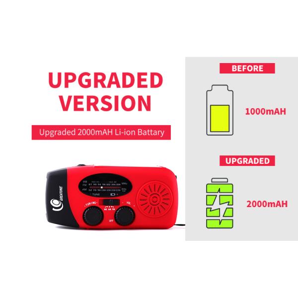 Hand Crank Waterproof Emergency Radio , Outdoor AM FM Internet Radio With LED Flashlight