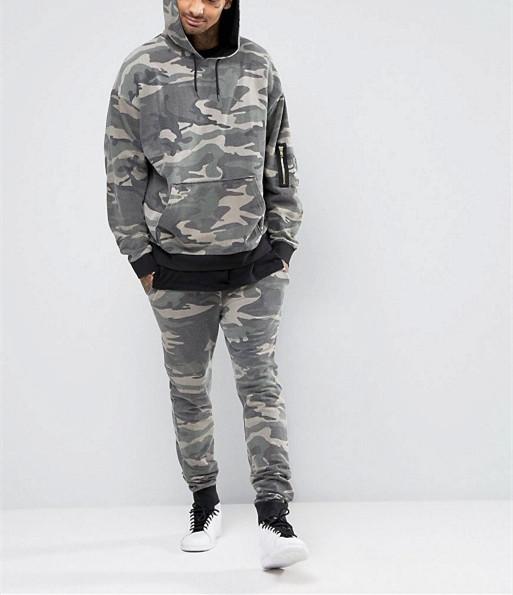 Buy cheap Washed Camo Printed Mens Sports Tracksuits With Hood Training & Jogging Wear from wholesalers