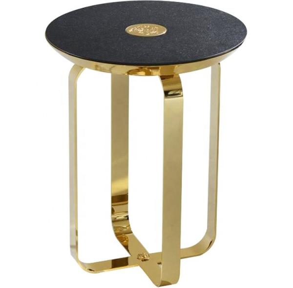 Minimalist Customized Coffee Table Stainless Steel , Titanium Italian Marble